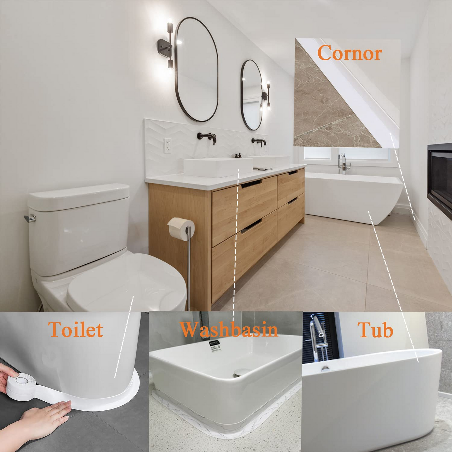 Waterproof Caulk Tape for Bathroom & Kitchen – Self-Adhesive Sealing Strip for Sink, Shower & Toilet Edges