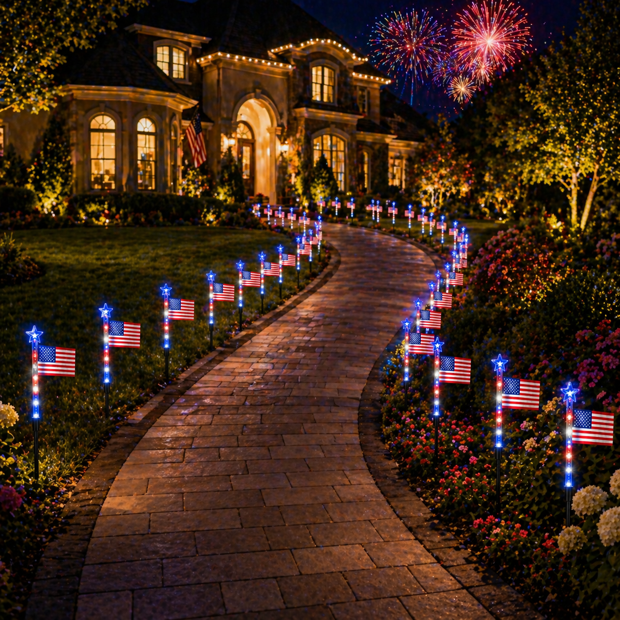 8-Piece Flag Light Set – 4th of July Decorations with 8 Lighting Modes – Ideal for Independence Day Pathways, Gardens, and Yard Decor