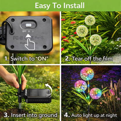 ☀️ Solar LED Dandelion Stake Lights 🌼Waterproof Outdoor Garden Lights for Lawn, Patio & Yard